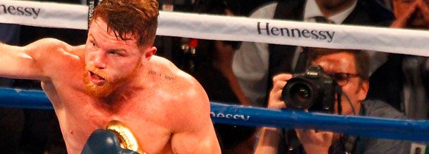 Boxer Canelo Alvarez in action in the boxing ring