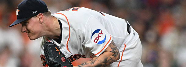 Houston Astros starting pitcher Hunter Brown in action in an MLB game
