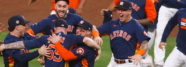 Houston Astros baseball players celebrate winning the 2022 World Series