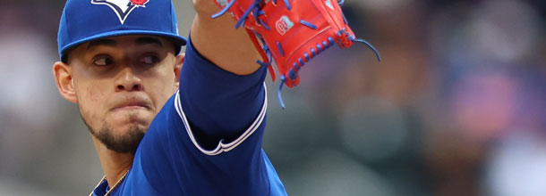 Toronto Blue Jays pitcher Berrios in action in an MLB game