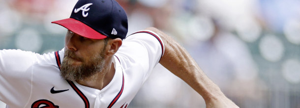 Atlanta Braves baseball star Chris Sale in action in an MLB game
