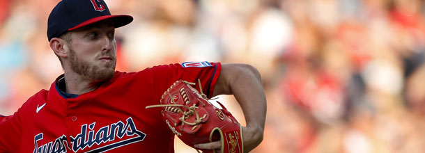 Cleveland Guardians pitcher Bibee in action in an MLB game