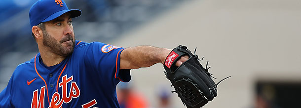 New York Mets pitcher Justin Verlander in action on the mound in an MLB game