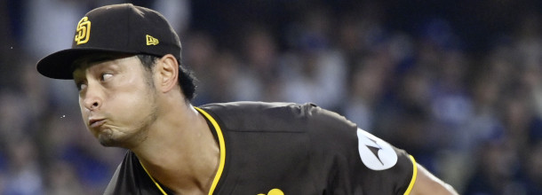 San Diego Padres starting pitcher Darvish in action in an MLB game