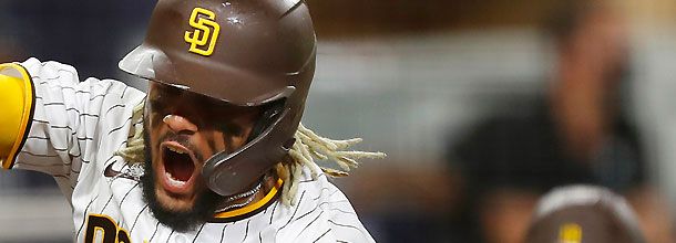 San Diego Padres baseball star Tatis celebrates in an MLB game