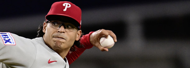 Philadelphia Phillies starting pitcher Jesus Luzardo in action in an MLB game