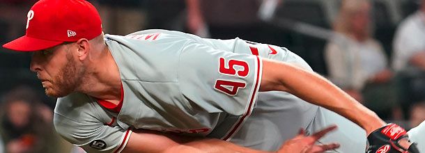 Philadelphia Phillies pitcher Zack Wheeler throws a strike in a MLB game
