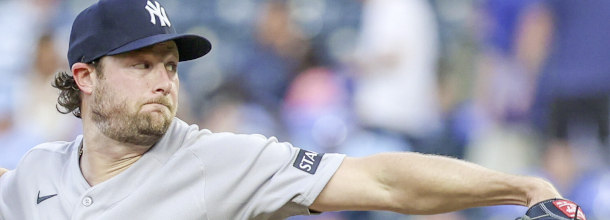New York Yankees starting pitcher Gerritt Cole in action in an MLB game