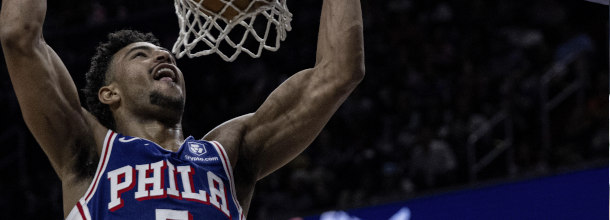 Phildelphia 76ers basketball star Quentin Grimes in action in an NBA game