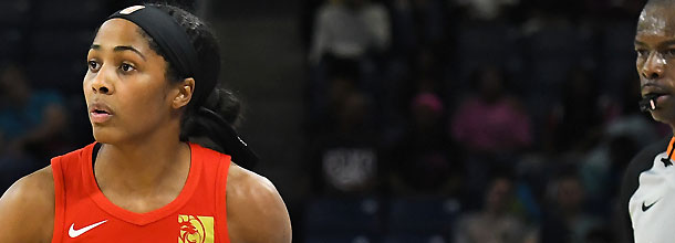 Las Vegas Aces basketball star Colson in action during a WNBA basketball game