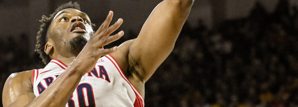 Arizona Wildcats basketball player Awaka in action in an NCAAB game