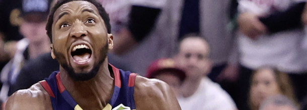 Cleveland Cavaliers basketball star Donovan Mitchell in action in an NBA game