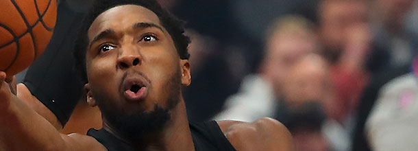 Cleveland Cavaliers basketball star Donovan Mitchell in action in an NBA game