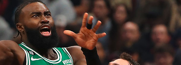 Boston Celtics basketball star Jaylen Brown in action during an NBA game