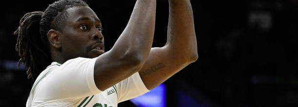 Boston Celtics basketball star Jrue Holiday in action in an NBA game