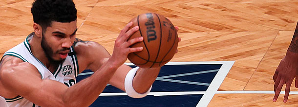 Boston Celtics basketball star Jayson Tatum in action in an NBA game