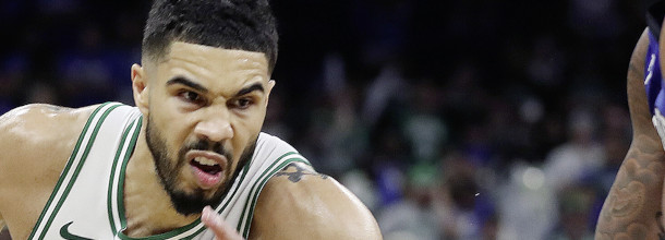 Boston Celtics basketball star Tatum in action in an NBA game