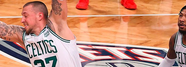 Boston Celtics basketball star Daniel Theis in action in an NBA game