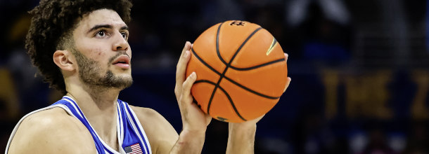 Duke Blue Devils college basketball star Boozer in action in an NCAAB March Madness game