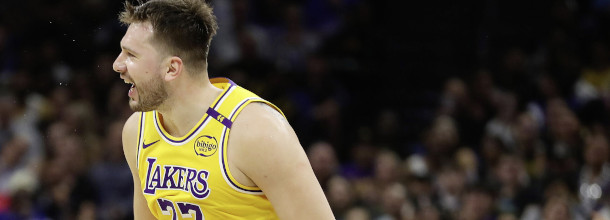 Los Angeles Lakers basketball star Luka Doncic in action in an NBA game
