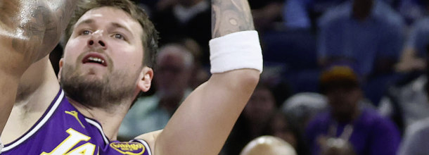 Los Angeles Lakers basketball star Luka Doncic in action in an NBA game