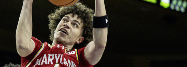 Maryland Terrapins basketball player Adams in action in an NCAAB game