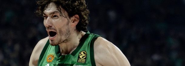 Panathinaikos basketball star Osman celebrates a win in the Euroleague