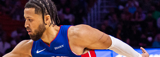 Detroit Pistons basketball star Cade Cunningham in action in the NBA