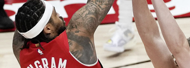 Toronto Raptors basketball star Ingram in action in an NBA game