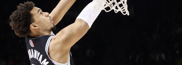 San Antonio Spurs basketball star Wembanyana in action in an NBA game