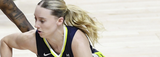 Dallas Wings basketball star Paige Bueckers in action in a WNBA game