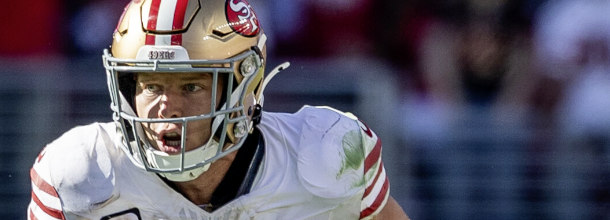 San Francisco 49ers RB Christian McCaffrey in action in an NFL game
