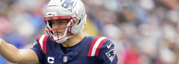 New England Patriots QB Drake Maye in action in an NFL game