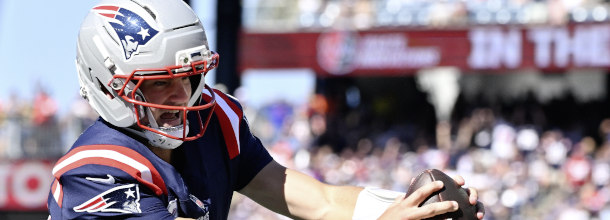 New England Patriots QB Drake Maye in action in an NFL game