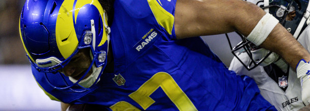 Los Angeles Rams WR Nacua in action during an NFL game