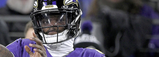 Baltimore Ravens QB Lamar Jackson in action in an NFL game
