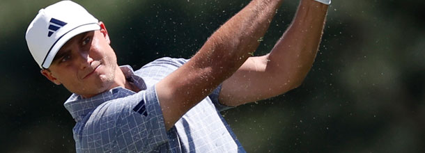 Swedish golf star Ludvih Aberg hits a tee shot on the PGA Tour