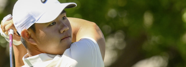 South Korea golf star Tom Kim hits a tee shot on the PGA Tour