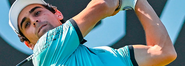 Chilean golf star Joaquin Neimann hits a tee shot in a LIV Golf tournament