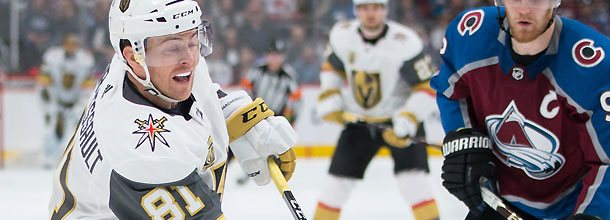 Vegas Golden Knights ice hockey star Jonathan Marchessault in action on the NHL ice