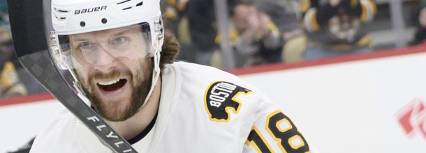 Boston Bruins ice hockey player Zacha in action on the NHL ice