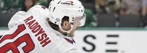 Washington Capitals ice ockey player Tayler Raddysh in action in an NHL game