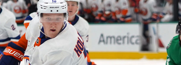 New York Islanders ice hockey star Holmstrom in action in an NHL game