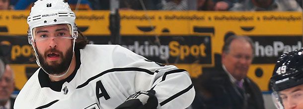 Los Angeles Kings hockey star Drew Doughty in action in an NHL game.
