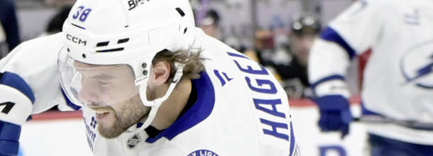 Tampa Bay Lightning ice hockey star Hagel in action on the NHL ice
