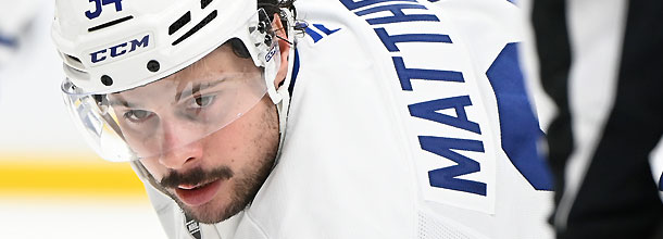 Toronto Maple Leafs ice hockey star Auston Matthews in action on the NHL ice