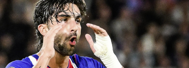 PSG striker Ferran Torres gesticulates during a game in the UEFA Champions League