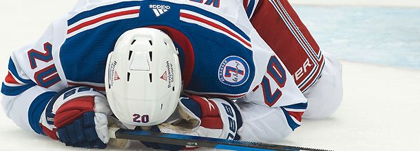 New York Rangers ice hockey star Chris Kreider in action on the NHL ice