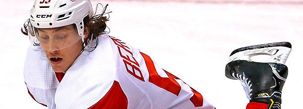Detroit Red Wings ice hockey star Tyler Bertuzzi in action on the NHL ice