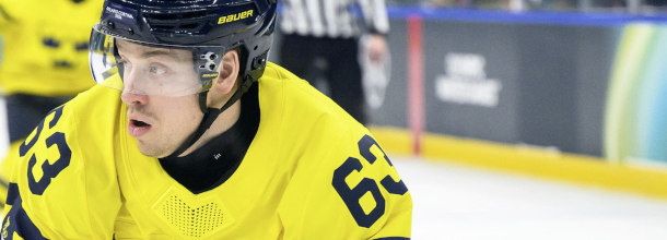 Sweden ice hockey star Sandin in action at the 2026 Winter Olympic Games